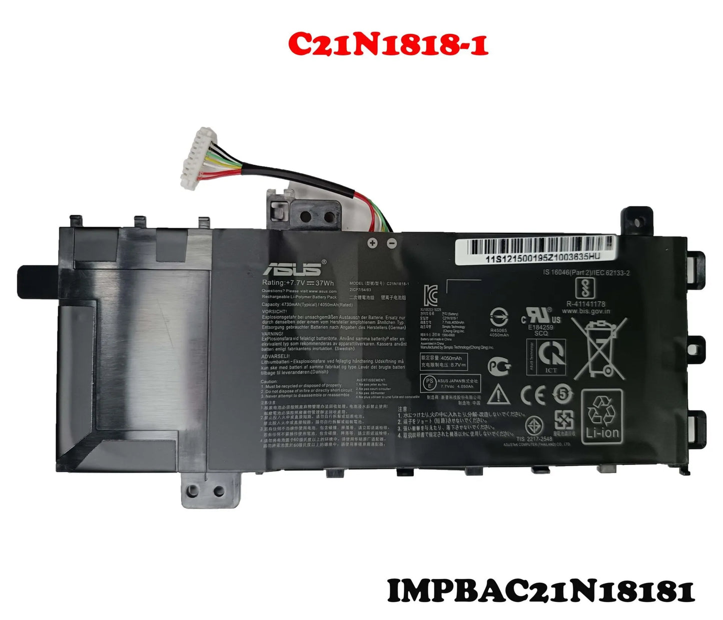 Bateria ASUS C21N1818-1 Original 7.7V 37WH