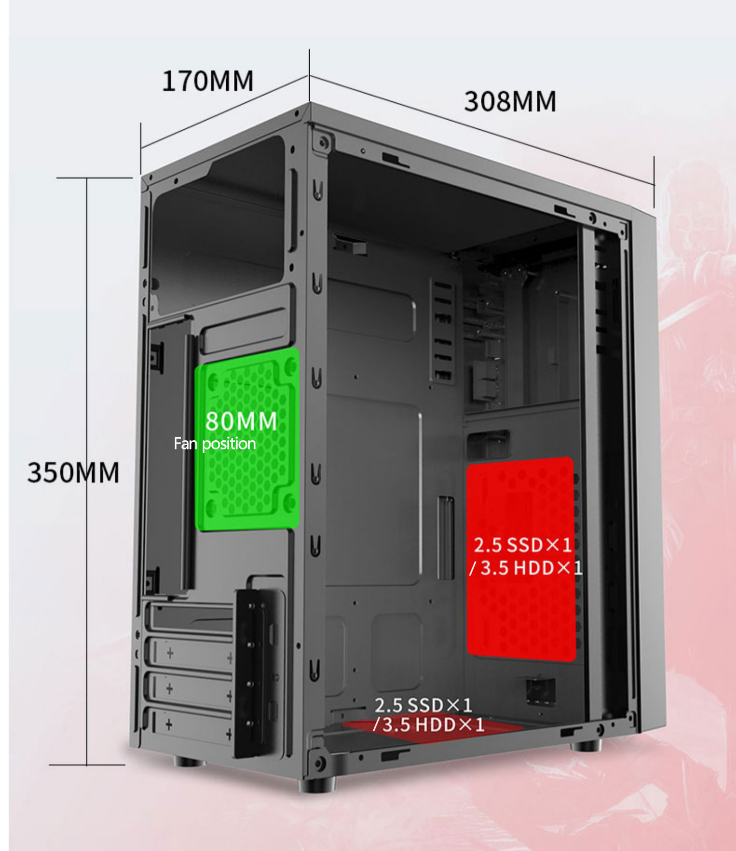 Chasis Linea Derecha RGB MicroATX + Fuente Thunder Semireal 550W
