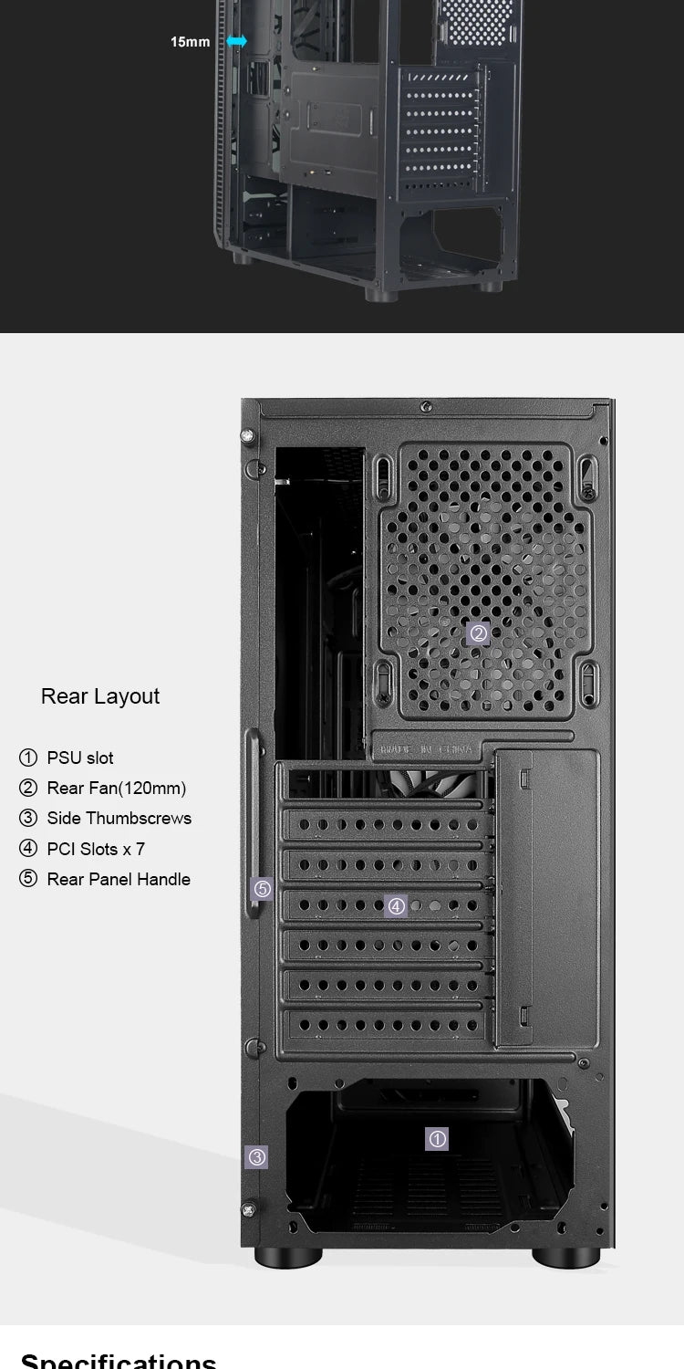 Chasis 3 Ventiladores 120MM ATX