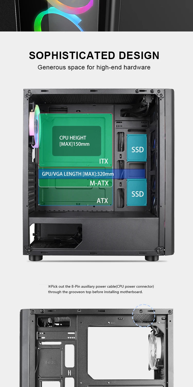 Chasis 3 Ventiladores 120MM ATX